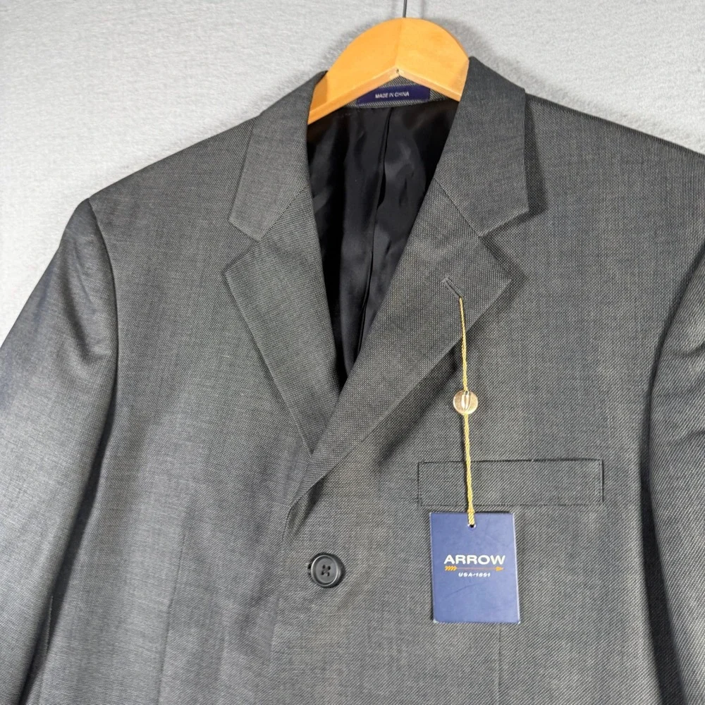 Arrow USA 1851 Mens 40 Short Charcoal Grey 3 Button Suit Separate Blazer A922023